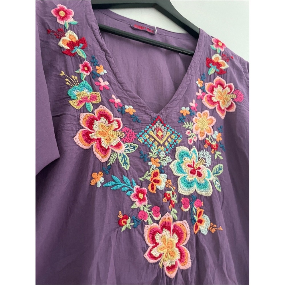Johnny Was Tunic Cotton Floral Embroidery XL Boho Top - Picture 4 of 12
